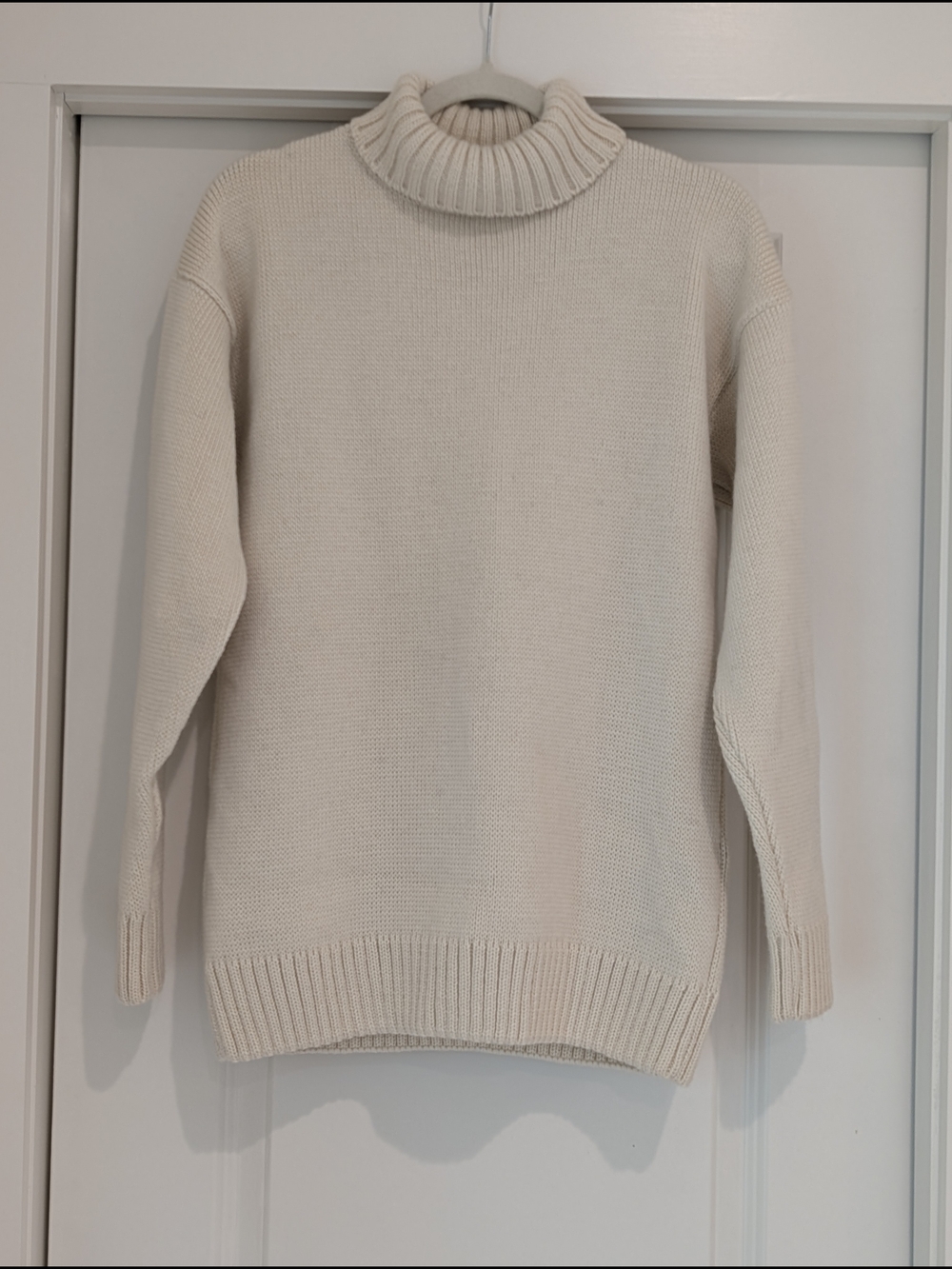 Montgomery Cream Knit Turtleneck Sweater 100% Merino Wool Cozy Ribbed Collar